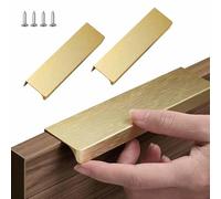 DZHTUF Poignées D'armoire,Poignée De Meuble Cachée,Poignée Invisible En Alliage D'aluminium 80/120/200/400/600/800/1000mm,Poignées De Tiroir,Poignee De Doigts Dissimulées,Lot De 2,Gold-600mm/23.6in