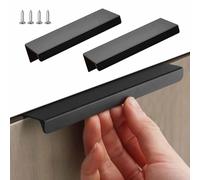 DZHTUF Poignées D'armoire,Poignée De Meuble Cachée,Poignée Invisible En Alliage D'aluminium 80/120/200/400/600/800/1000mm,Poignées De Tiroir,Poignee De Doigts Dissimulées,Lot De 2,Black-600mm/23.6in