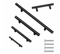 DZHTUF Poignées D'armoire, Poignées De Meubles Modernes, Poignée De Tiroir Noires, Poignée Solide En T Avec Vis, Pour Armoires/Meubles De Cuisine/Portes De Placard,Quantities:20-holecenters:192mm