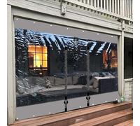 DZHTUF Rideau extérieur Transparent Étanche avec Fermeture à glissière,Bâche Rideau en Vinyle de 0.3mm épaisseur,Coupe, 1/2/3/4/5m,Panneau Latéral Étanche pour Porche,L×H-3.5×2.5m(138 * 98in)