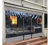 DZHTUF Rideau extérieur Transparent Étanche avec Fermeture à glissière,Bâche Rideau en Vinyle de 0.3mm épaisseur,Coupe, 1/2/3/4/5m,Panneau Latéral Étanche pour Porche,L×H-4.5×2.5m(177 * 98in)