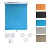 DZHTUF Store à Rouleau pour fenêtres,Rideau Enrouleur occultant,Store thermiquesans percage,Store Thermique pour la Maison avec système de Ressorts,Rideaux à Ventouse,Blue-55×125cm（22 * 49in）