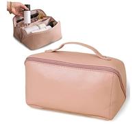 Dzhzuj Large Capacity Travel Cosmetic Bag, Leather Makeup Bag,Multi-Layer Classification Storage Toiletry Bag,Cosmetic Travel Bags for Women with Handle and Divider