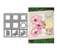 DzIxY Matrices de Découpe Carrées en Métal pour Tampons de Fond, Kit de Fabrication de Cartes, Pochoirs à Gaufrer, Ensemble de Pochoirs en Papier, Fournitures de Scrapbooking, Modèles de Machine