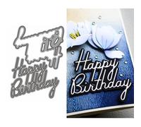 DzIxY Matrices de découpe en métal avec mots anglais « Happy Birthday » pour fabrication de cartes, gaufrage, papier, scrapbooking, fournitures de machines, modèles