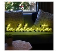DzizJNC Enseigne au Néon 'La Dolce Vital' Lights Mur d'art Visuel LED Personnalisé Light Up Sign Neon pour Décoration Murale de Fête de Mariage (Color : Lemon Yellow, Size : 60x12cm(23x4.7in))