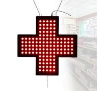 DzkZen Enseigne Lumineuse LED en Forme De Croix - LumièRe Clignotante Multi-Modes pour La DéCoration De Pharmacies, Cliniques Et HôPitaux Red-30 * 30cm