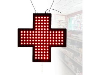 DzkZen Enseigne Lumineuse LED en Forme De Croix - LumièRe Clignotante Multi-Modes pour La DéCoration De Pharmacies, Cliniques Et HôPitaux Red-30 * 30cm