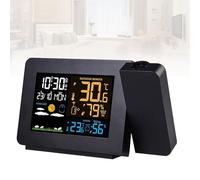 DzkZen RéVeil Projecteur avec Station MéTéO, ThermomèTre IntéRieur/ExtéRieur, PréVisions De TempéRature Et D'Humidité, RéTroéClairage RéGlable pour Plafond De Chambre