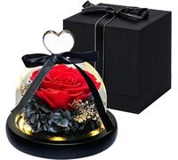 dzmelzu Rose Eternelle en Tant Que Cadeau Femme, Rose Eternelle sous Cloche pour Mariage, Anniversaire Maman, Noel, Anniversaire Mariage, d'anniversaire, Fleur Eternelle avec Coffret Cadeau