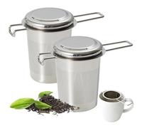 Dzmuero Infuseur Thé, 2 Pièces, Filtre À Thé En Acier Inoxydable Avec Couvercle Et Poignées, À Mailles Fines, pour la maison, le bureau, les voyages, les bivouacs, les camping-cars