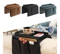 DZOZO Organiseur d'accoudoir de canapé avec porte-gobelet pour tablette, téléphone, tablette, livre, magazines, 6 poches