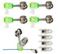 DzpKrka Alarme de canne, cannes de cloches, LED Light Night Sea Fishing Bells, accessoires d'alerte sonore polyvalents efficaces Clip de lumière LED pour l'obscurité du lac sauvage