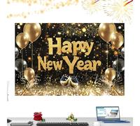 DzpKrka Fond de Nouvel An - Poster Fond avec Ballons dorés Impression - 99x150cm Nouvel An Fête Décoration 2026 | Pour photographie, célébration, anniversaire, accessoires de studio, terrasse