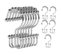 DzpKrka Lot de 12 crochets décoratifs pour la douche avec double glissement, anneaux pour douche, maison, fenêtre, armoire, salle de bain, hôtel, chambre, salle de sport