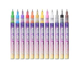 DzpKrka Lot de 12 stylos à ongles, 14 x 13,4 cm, marqueur, stylo à vernis à ongles, liners à séchage rapide pour peinture d'art fine, lot de stylos de peinture à ongles, point de dessin et de peinture