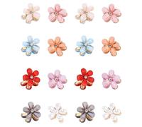 DzpKrka Lot de 16 pinces à cheveux en forme de fleur antidérapantes avec strass - Petites pinces pour femmes et filles - Forte adhérence - Accessoires pour cheveux longs