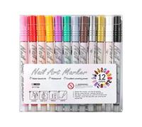 DzpKrka Marqueurs pour ongles | 12 couleurs pointe fine séchage rapide pour peindre - Marqueurs à ongles imperméables - Pour beauté, soins personnels, salon à la maison, décoration acrylique sculpture