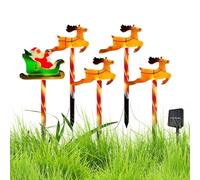 DzpKrka Piquets d'extérieur pour lumières solaires de Noël,piquets de Noël solaires | 5 lumières LED pour allée de en Forme d'élan | Lumières extérieures, décorations de pour Jardin, Patio