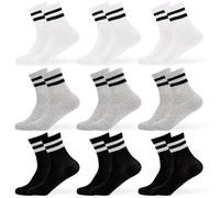 Dzpuhuojz Lot de 9 paires de chaussettes de sport pour enfants - Chaussettes de football - Chaussettes de tennis - Chaussettes de sport en coton pour enfants garçons et filles, 9 paires, 31-36