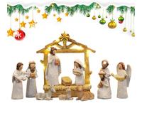 dzqad Crèche de Noël - Statue de la Sainte Famille Scène de Nativité Jésus,12 Pièces Décoration Religieuse pour Maison Bureau Église Fête