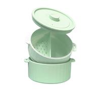 dzqad Cuiseur Vapeur Pour Légumes Ondes - Double Couche Anti Adhésif Pliable,Cuiseur Vapeur Pour Ondes Avec Couvercle,pour Maison Dortoir Restaurant Préparation de Repas Stockage Légumes Pâtes Maïs