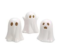 dzqad Décor Fantôme Miniature,Figurine Fantôme Halloween à LED Lumineuse - 3 Pièces Ornements de Collection en Céramique pour Table Cheminée Appui de Fenêtre Bureau Manteau de Haunted House