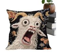 dzqad Housses de Coussin de Décoration pour Le Salon et Le Canapé,Protège-Coussin Thème Chèvre Expressif | Housses De 45x45 Cm,pour Dortoir Rassemblement Familial Canapé Fête Sofa Divan Chambre À