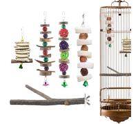 dzqad Jouets À Mâcher pour Oiseaux,Perche en Bois À Ronger Et Fourrager | 5 Pièces Support Perchoir pour Jouets Oiseaux,pour Inséparables Gris D'Afrique Calopsittes Conures Cacatoès Perruches Et