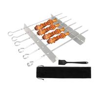 dzqad Porte-Brochettes pour Gril, Support à Brochettes pour BBQ, Accessoire Barbecue en Acier Inoxydable pour Cuisson Grillade Viande Poisson Saucisson Camping Plein Air Rassemblement Familial