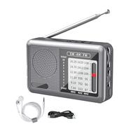 dzqad Radio Ondes Courtes,Radio Portable avec Casque - Fonctionne sur Piles - Batterie Rechargeable, Récepteur Ondes Courtes pour Seniors - Maison, Voyage, Extérieur