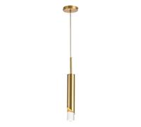 DZQWLL Suspension LED Moderne, plafonnier à intensité Variable 5W 3000K/4000K/6000K, luminaire de projecteur Suspendu, Lampe Suspendue à Cylindre en Aluminium doré, Lustre