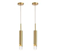 DZQWLL Suspension LED Moderne, plafonnier à intensité Variable 5W 3000K/4000K/6000K, luminaire de projecteur Suspendu, Lampe Suspendue à Cylindre en Aluminium doré, Lustre