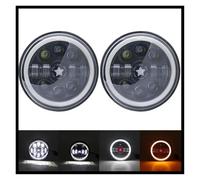 DZSNBMSHD Bloc Optique Pour Jeep Pour Wrangler 7 Pouces Phare 2x Voiture Led Salut/bas H4 Halo Angle Yeux DRL 1997~2015 Feu Circulation Diurne(50w Halo lightBlackC)