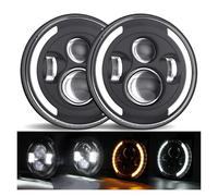 DZSNBMSHD Bloc Optique Pour SUZUKI Pour Jimmy Pour Samurai 7 Pouces Phare 2x Voiture Led Salut/bas H4 Halo Angle Yeux DRL 1967-1981 Feu Circulation Diurne(40w Halo lightBlackB)