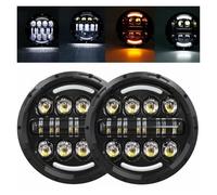 DZSNBMSHD Bloc Optique Pour SUZUKI Pour Jimmy Pour Samurai 7 Pouces Phare 2x Voiture Led Salut/bas H4 Halo Angle Yeux DRL 1967-1981 Feu Circulation Diurne(80w Halo lightBlackB)