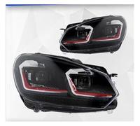 DZSNBMSHD Bloc Optique Pour VW Pour Golf 6 Phares 2009-2012 R20 MK6 LED Feux Jour Double Projecteur Feu Circulation Diurne(Red Set)