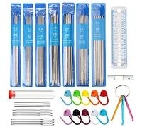 Dzsomt Ensemble d’Aiguilles à Tricoter 35 Pièces Aiguilles Double Pointe Tricot Aiguilles à Tricoter Acier Inoxydable Double Pointe Aiguille a Tricoter Court Aiguilles en Métal Droites 2,0mm à 5,0mm