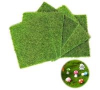 Dzsomt Tapis de Pelouse Verte Artificielle 5 Pièces Faux Gazon Mini Simulation Gazons Tapis d'herbe Artificielle Carré Fausse Pelouse pour Micro Paysage Jardin Décoration,15 x 15cm
