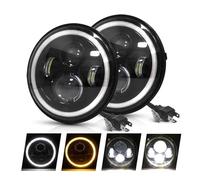 DZSQMLJG Caches Anti-Poussière Pour Phares Pour Land Pour Rover Pour Defender 90 1997 2 Pièces Voiture 7 "phare LED Salut/bas H4 Halo Angle Yeux(2 pcsRound-7inch)