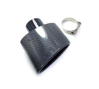 DZSQOMHGD Embouts D'éChappement Embout D'échappement Ovale en Fiber De Carbone Brillant 150MM Sortie Universelle Noir en Acier Inoxydable 1 Pièce Extrémités Tuyau Auto(51MM in 150MM Out)
