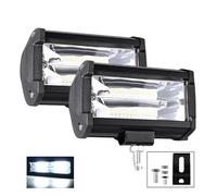 DZSQTUND Bloc Optique LED Pour Voiture Projecteur Tout-terrain 4x4 Phare Antibrouillard À Diode SUV ATV Tracteur Bateau Camion Pelle Barre Phare Principal(72W 2PCS)