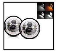 DZSQTUND Bloc Optique Pour Dodge Pour Dakota 2004 7 Pouces Phare 2x Voiture Led Salut/bas H4 Halo Angle Yeux DRL 1967-1981 Phare Principal(40w HaloChromeA)