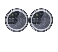 DZSQTUND Bloc Optique Pour SUZUKI Pour Jimmy Pour Samurai 7 Pouces Phare 2x Voiture Led Salut/bas H4 Halo Angle Yeux DRL 1967-1981 Phare Principal(50w Halo lightBlackE)