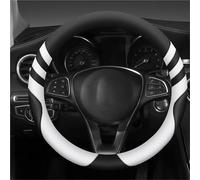 DZSQTUND Couvre Volant Voiture Housse Volant Universelle Cuir Durable avec Doublure Antidérapante pour Volant 14.5 À 15 Pouces Diamètre Housse Volants Voiture(Blanc)