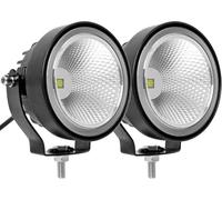 DZSQWETYU Caches Phares Transparents Projecteur Rond Led Travail Tout-terrain 4 Pouces Pour Voiture ATV Dirt Bike Pick-up Moto Phare 12v 24v Feu Circulation Diurne(Armée verte)