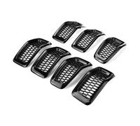DZSYINGCHUSM Grille Aeration pour Jeep pour Cherokee 2014-2017 2018 Calandre Avant en Nid d'abeille Anneau Calandre Avant Inserts Calandre Garniture Couverture Calandre Avant(Noir)