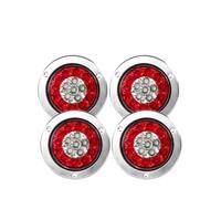 DZSYINGLONGSM freinage stroboscopique Feu Arrière Rond À LED 12 V 24 V Avec Anneau Halo Feu Stop Rouge Haut/bas Pour Jeep Camion Pick-up Tout-terrain(4pcs Red White)