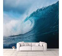 Dzwangzc Papier Peint Soie 3D Vague bleue Wallpaper Vague déferlante de l'océan Photo Mural pour Salon Chambre Restaurant Background Wall Moderne Tableaux Muraux Décoration Murale 350 x 256 cm