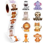 Dzxin Animal Autocollants, 500pcs Animal Récompenses Sticker, Autocollant Enfant, Gommettes Enfant, Motivation Autocollant Animaux pour Les Enfants, Adaptés à l'école (Animal de la Jungle)